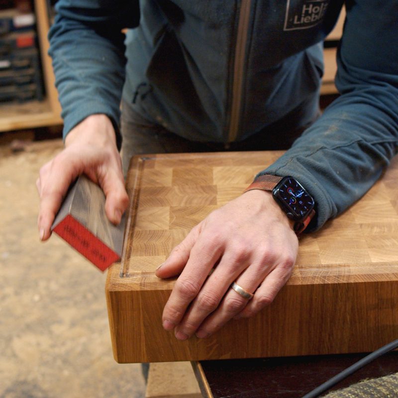 Anwendung KAEF Schleifschwamm Körnung P220 Holz-Liebling DIY
