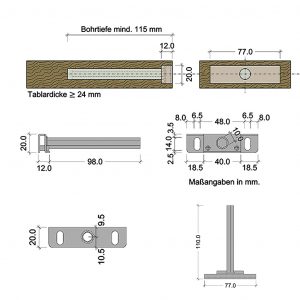 technische Details Tablarträger für Wandregale groß Holz-Liebling DIY