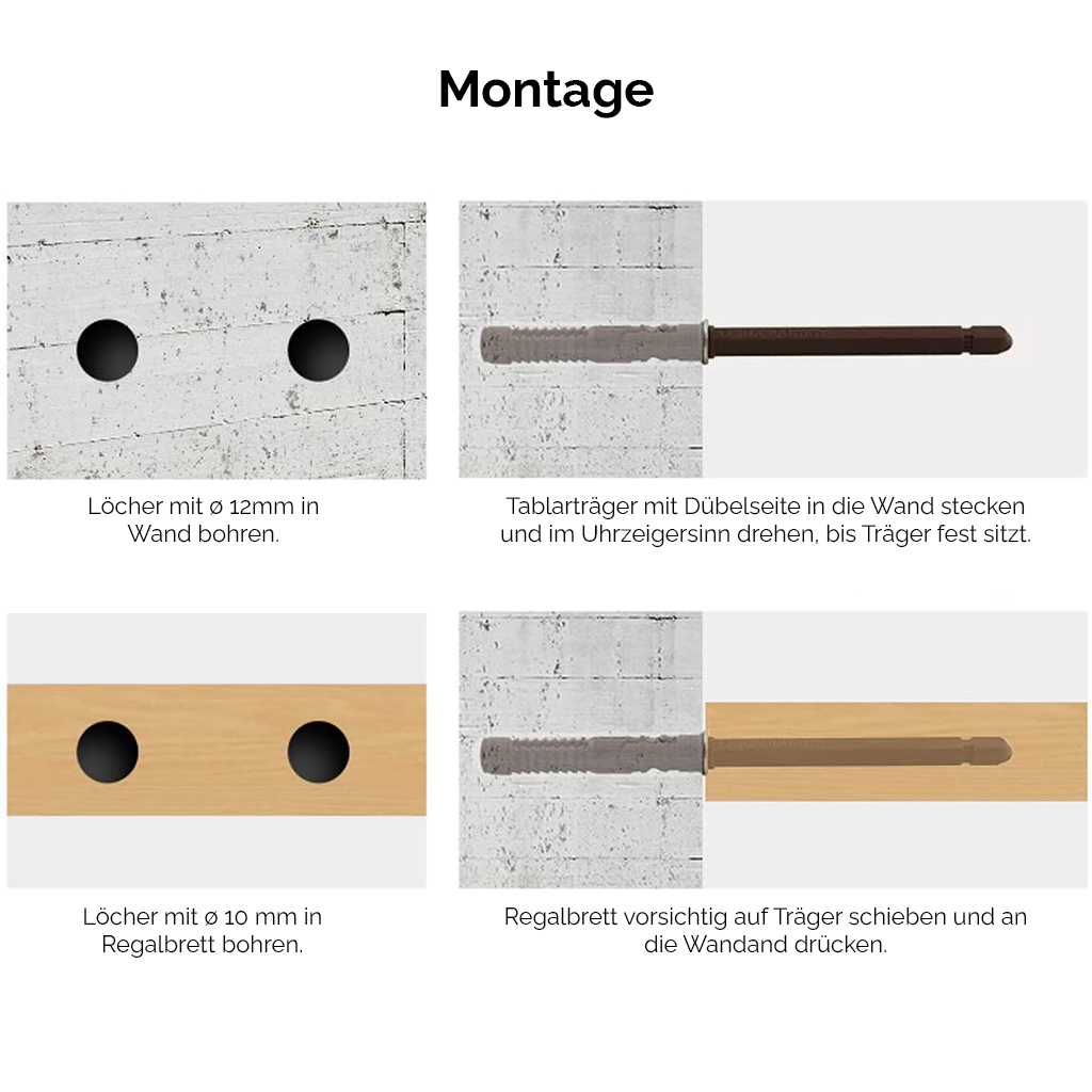 Montage Tablarträger für Wandregale klein Holz-Liebling DIY