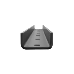Technische Detailaufnahme des U-Profils einer mattschwarzen Gratleiste mit exakten Abmessungen von 40x20 mm.