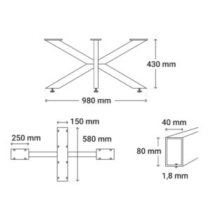 Mini-Spider-Stahlgestell-Couchtisch-Zeichnung