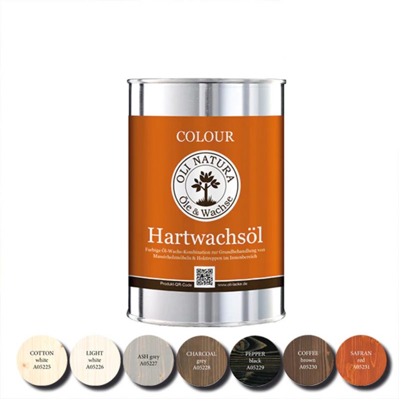 OLI-NATURA COLOUR Hartwachsöl 1 Liter Blechdose – farbige Holz-Imprägnierung mit Carnaubawachs
