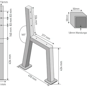Bankgestell H-Form Zeichnung
