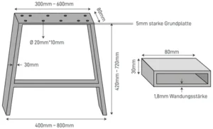 Möbelkufen A-Form Zeichnung