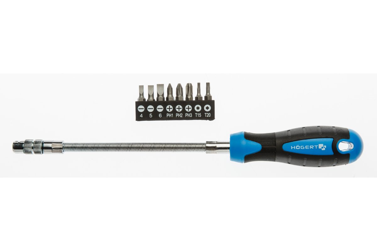 Flexibler Schlauchschellen Schraubendreher mit Schraubendreherspitzen 8 tlg.