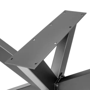 Detailaufnahme der 5mm Montageplatte mit Langlöchern am Spider Tischgestell.