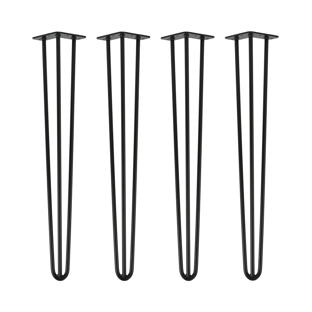 Hairpin Legs Tischbeine für Esstische im 4er Set in Schwarz matt freigestellt