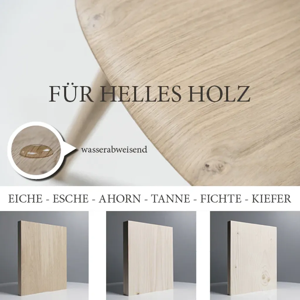 Wasserabweisender Schutz für helle Holzarten wie Eiche, Esche, Ahorn und Fichte durch das matte OLI-NATURA Scandic Oil.