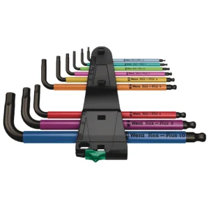Wera 950/9 Hex-Plus Multicolour 1 Winkelschlüsselsatz 9-teilig im schwarzen Clip aufgeklappt freigestellt
