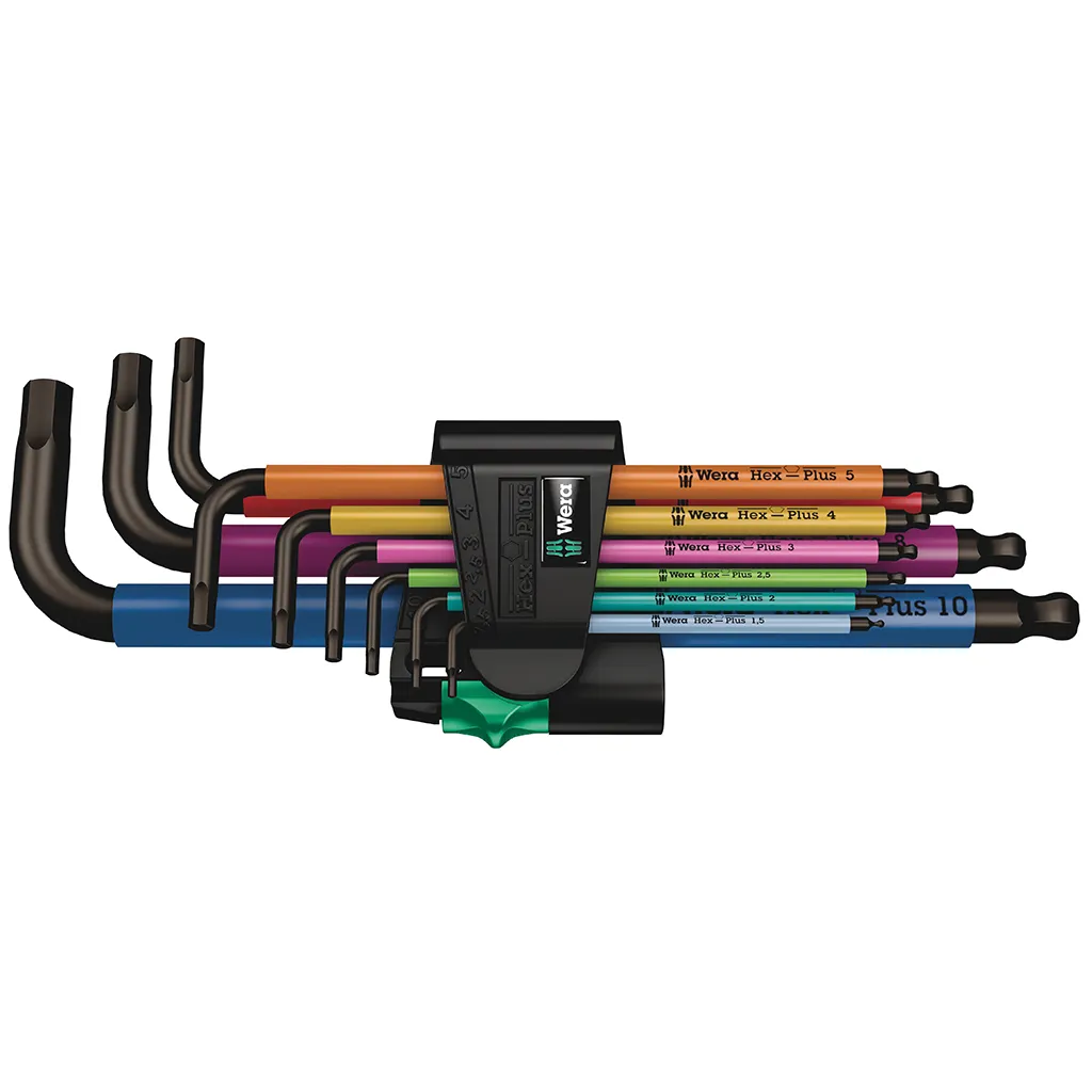 Wera 950/9 Hex-Plus Multicolour 1 Winkelschlüsselsatz 9-teilig im schwarzen Clip geschlossen freigestellt