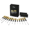 Wera Big Pack 900 Schraubmeißel 13-teiliges Set aufgefächert mit schwarzer Verpackung und zwei Wand-Racks