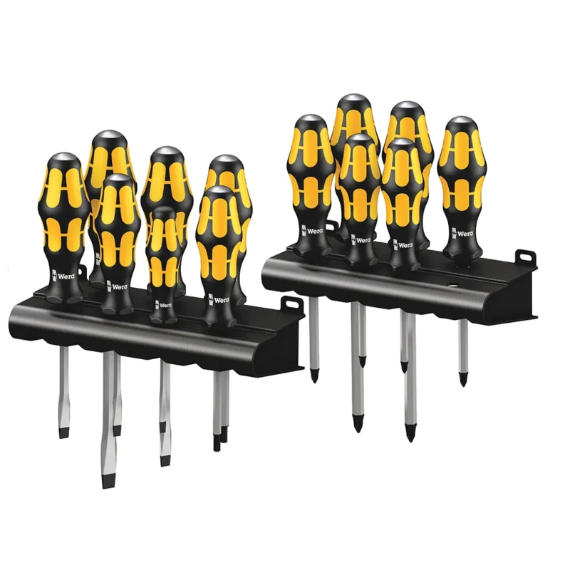 Wera Big Pack 900 Schraubmeißel 13-teiliges Set in zwei schwarzen Wand-Racks