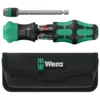 Wera Kraftform Kompakt 20 RA-R Ratschenschrauber mit ausgefahrenem Bit-Magazin und schwarzer Tasche