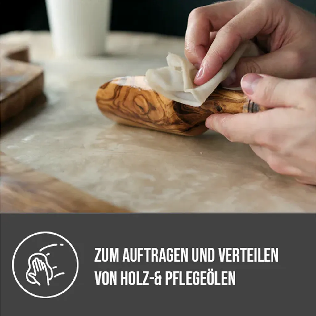OLI-NATURA Ölsaugtuch zum präzisen Auftragen und Verteilen von Holz- und Pflegeölen auf feinen Holzgegenständen