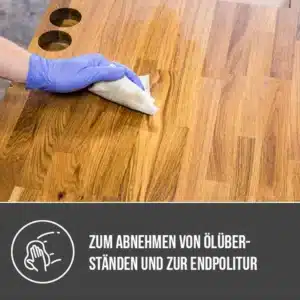 OLI-NATURA Ölsaugtuch wird zum Abnehmen von Ölüberständen und zur Endpolitur einer geölten Eichenholzplatte verwendet